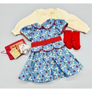 American Girl Doll Emily Bennet Meet Outfit Sweater Socks Dress Scrapbook 18"